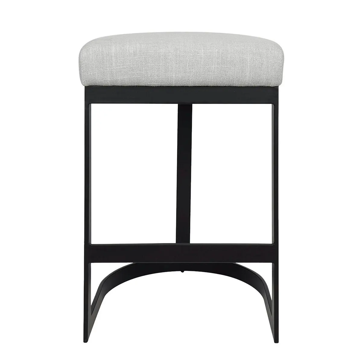 Brooke Black Kitchen Stool - Natural Linen