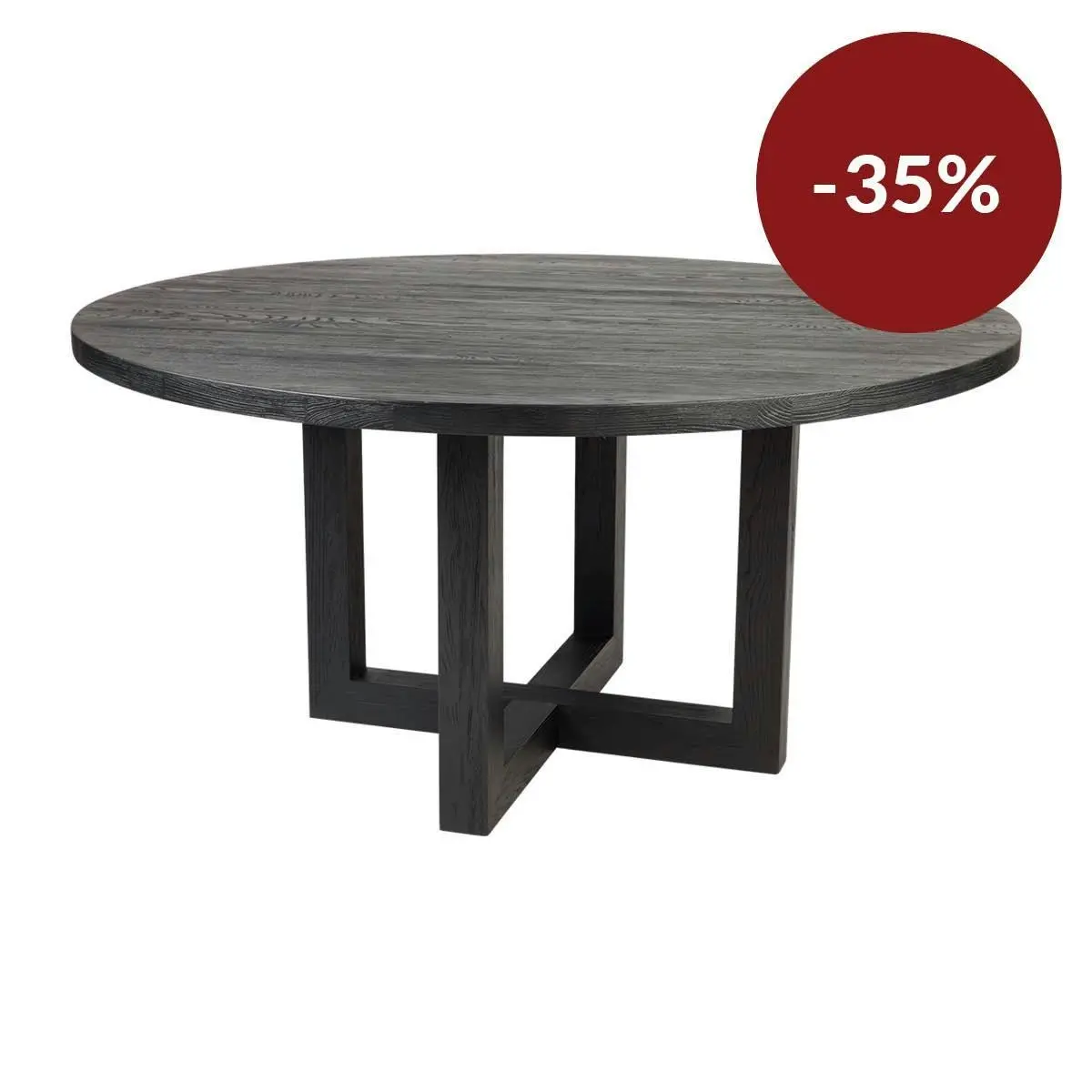 Leeton Oak Round Dining Table - 1.5m Black