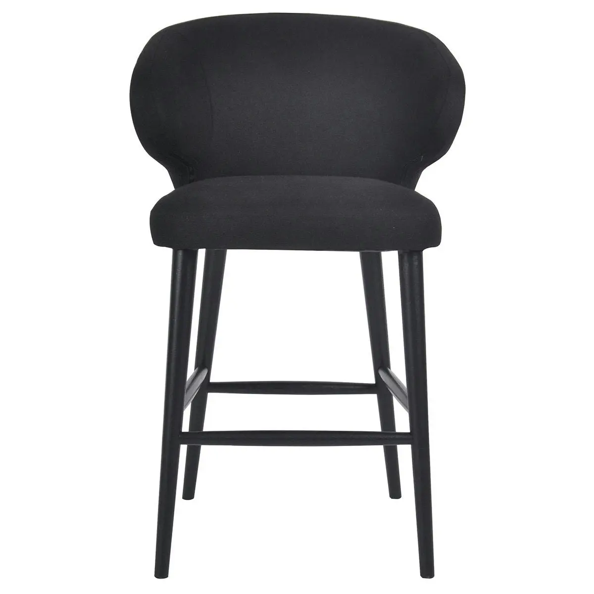 Harlow Black Kitchen Stool - Black Linen