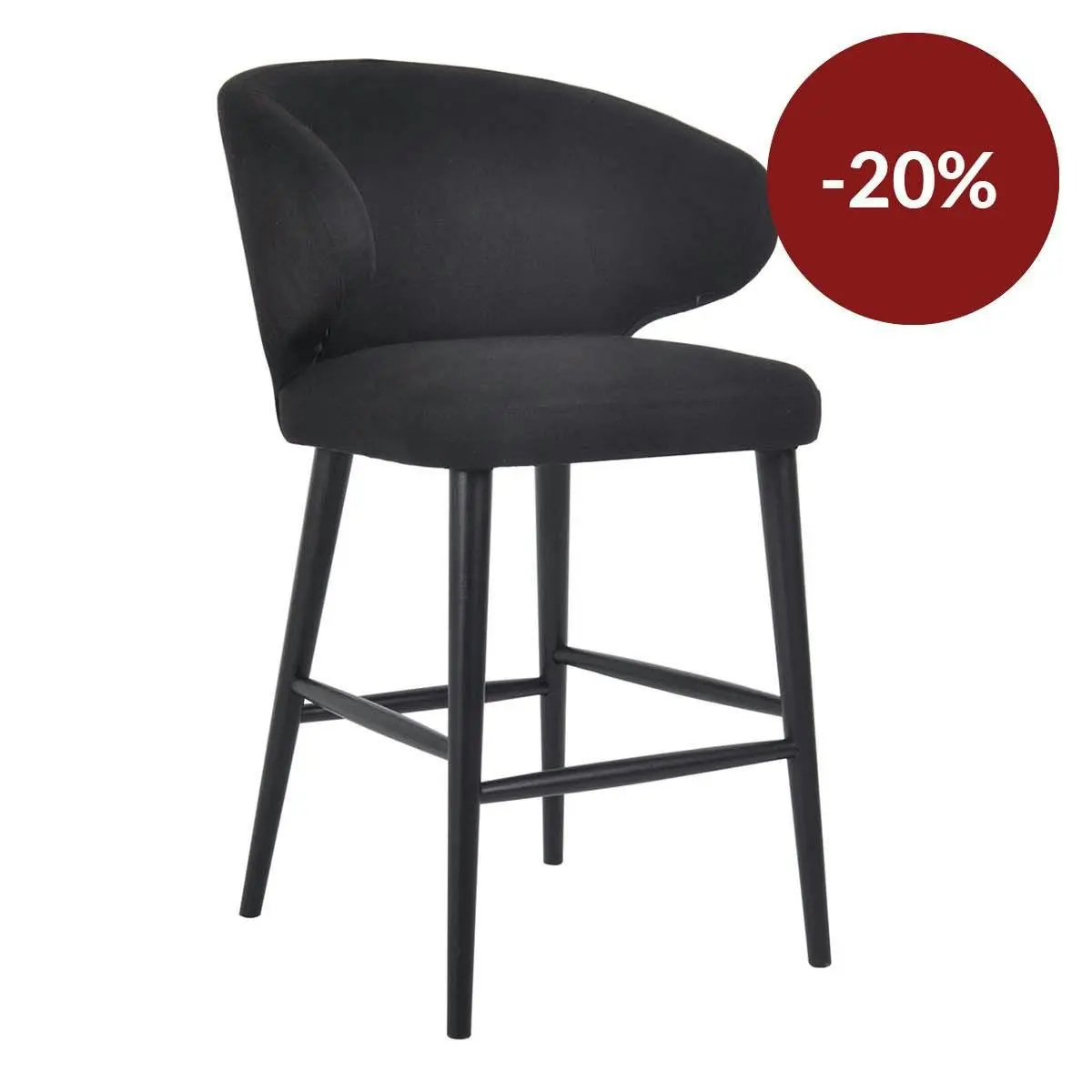 Harlow Black Kitchen Stool - Black Linen