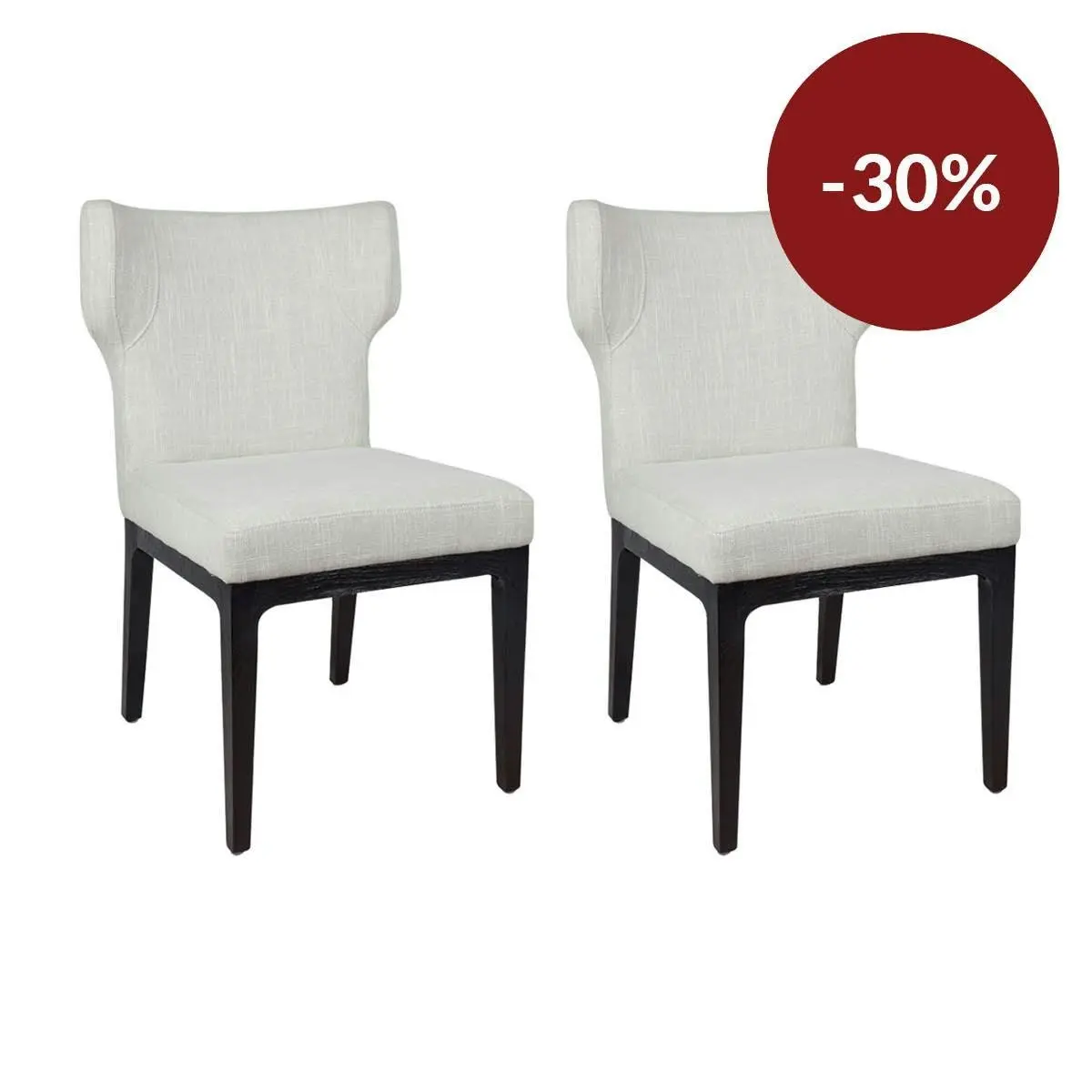 Ashton Black Dining Chair Set of 2  - Natural Linen