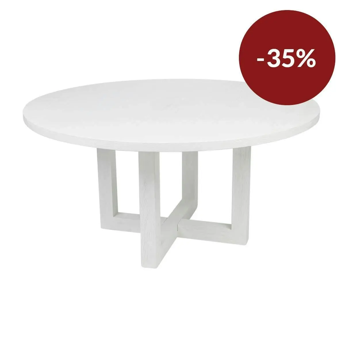 Leeton Oak Round Dining Table - 1.5m White