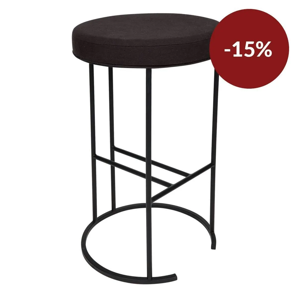 Blackley Black Iron Kitchen Stool - Black Linen