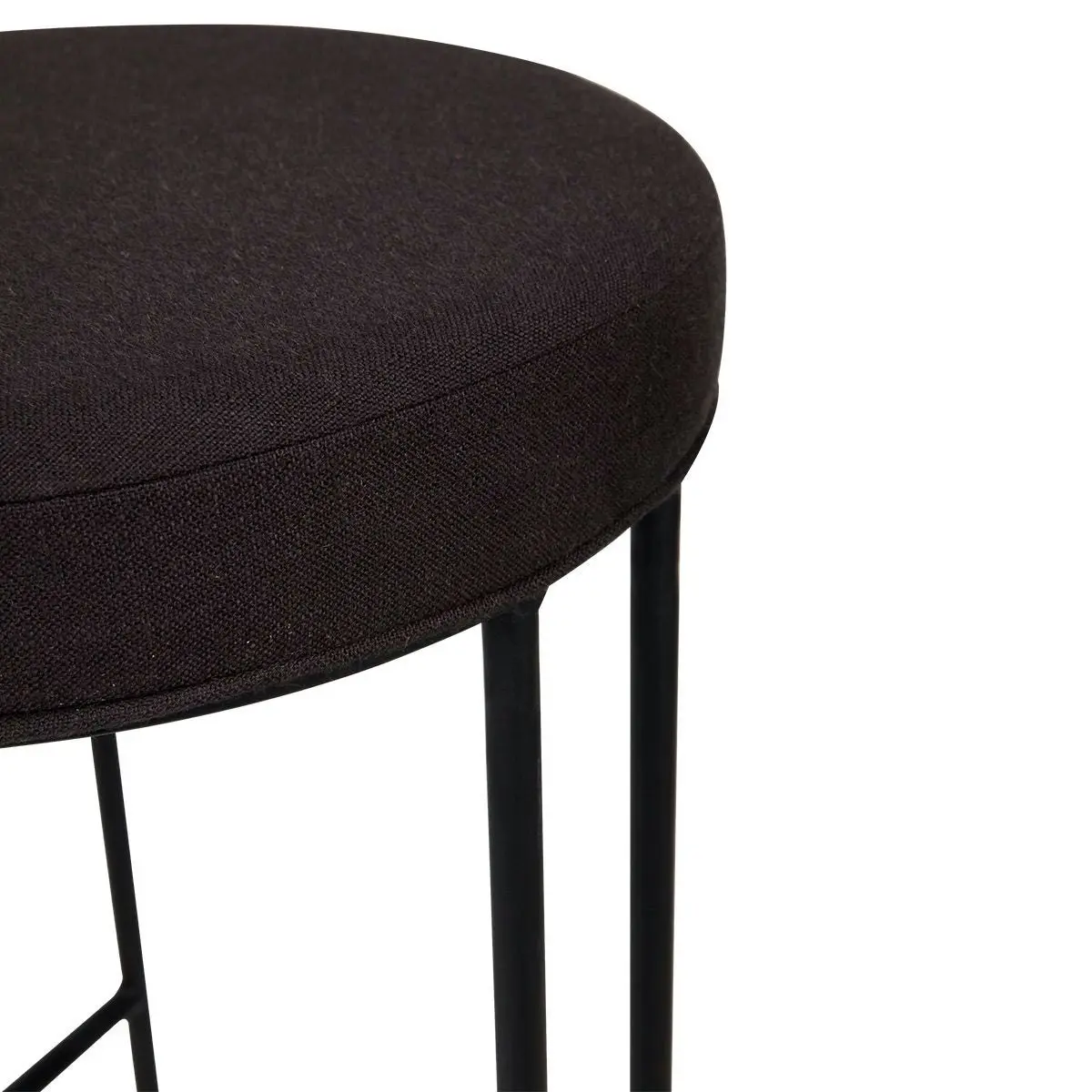 Blackley Black Iron Kitchen Stool - Black Linen