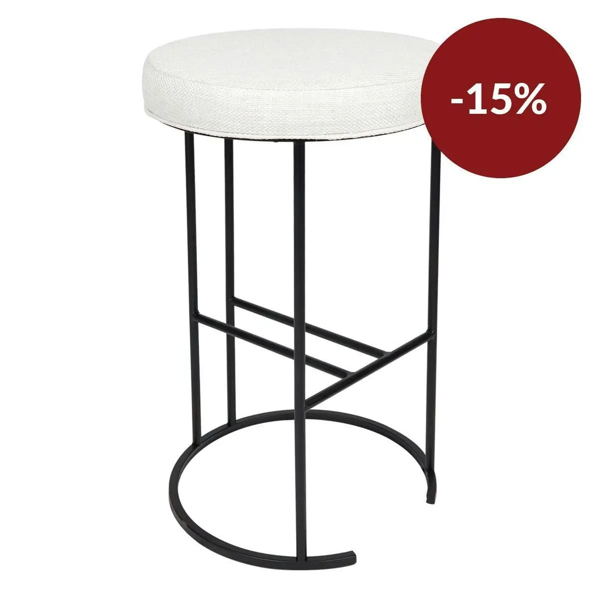 Blackley Black Iron Kitchen Stool - Natural Linen