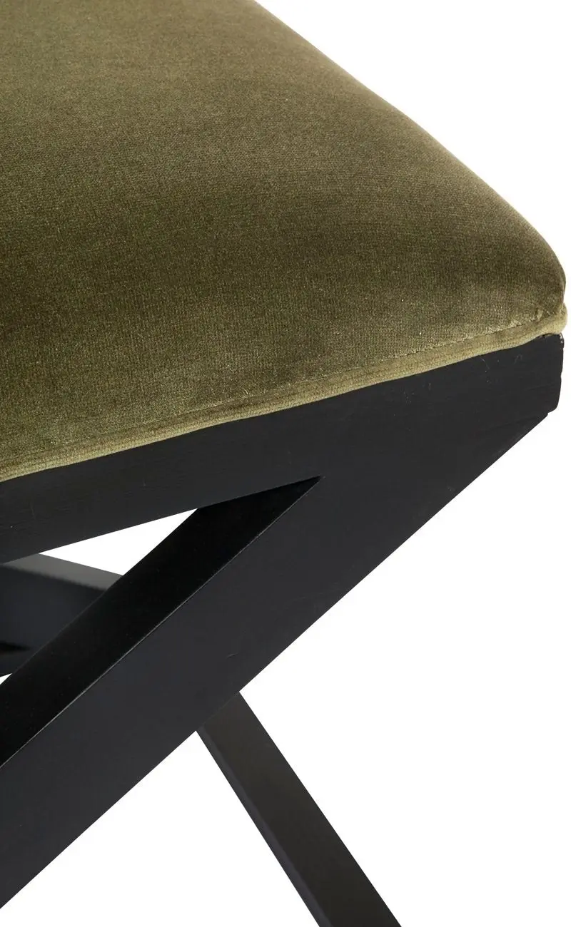 Spencer Black Timber Stool - Moss Velvet