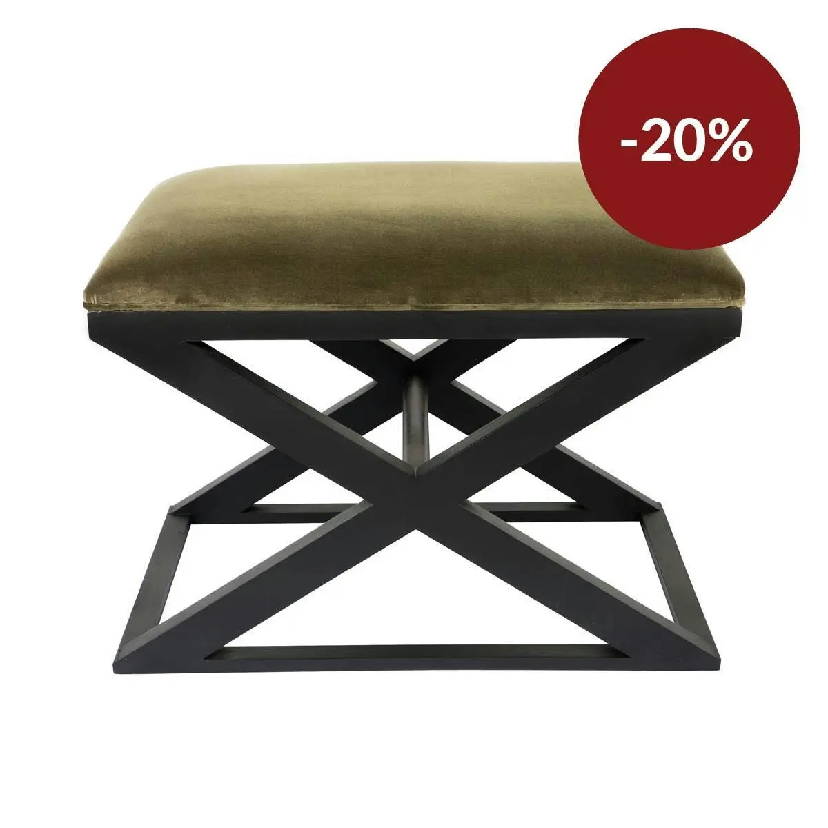 Spencer Black Timber Stool - Moss Velvet