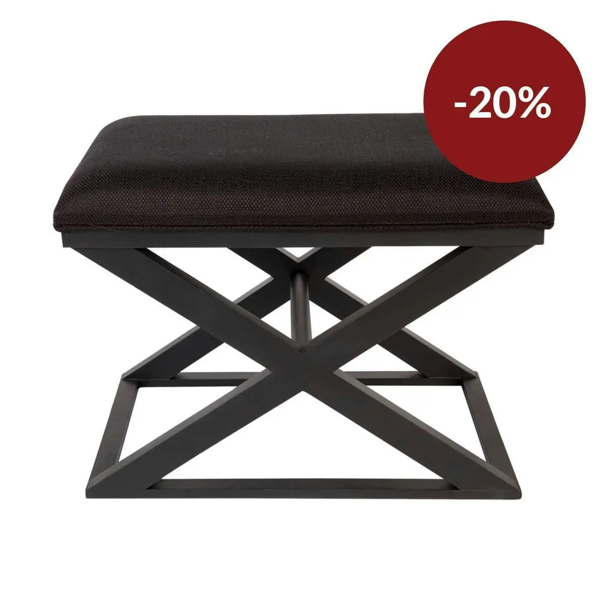 Spencer Black Timber Stool - Black Linen