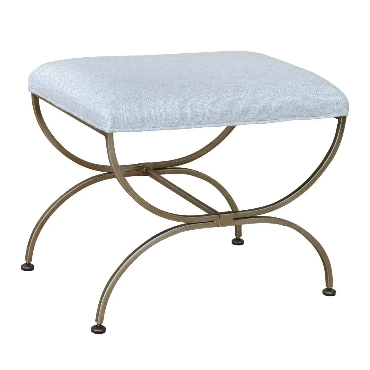 Novak Antique Gold Iron Stool -  Natural Linen