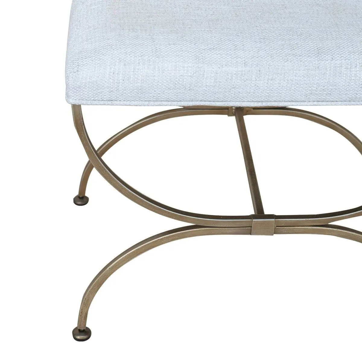 Novak Antique Gold Iron Stool -  Natural Linen