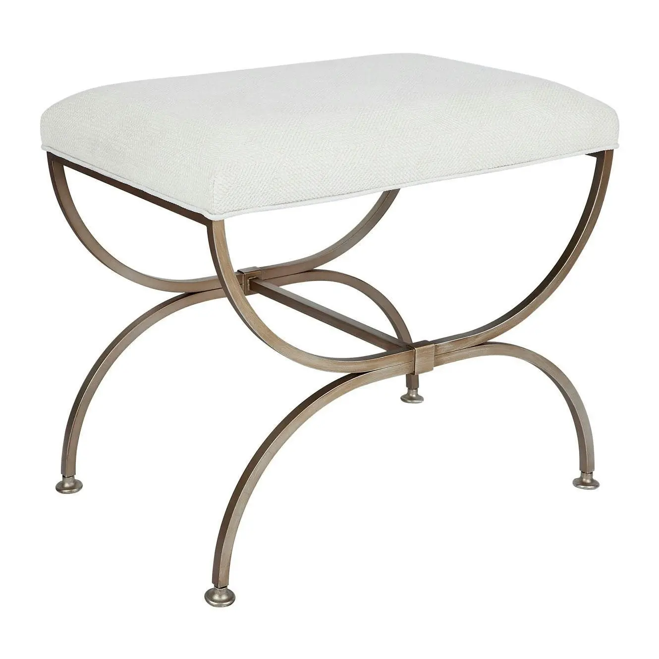 Novak Antique Gold Iron Stool -  Natural Linen