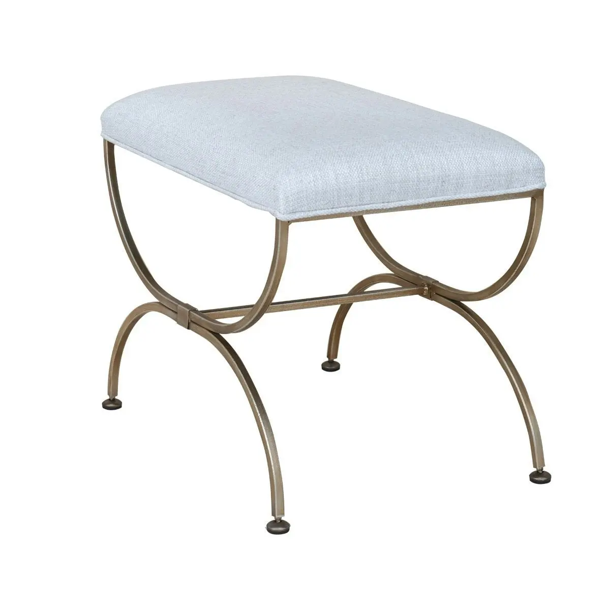 Novak Antique Gold Iron Stool -  Natural Linen