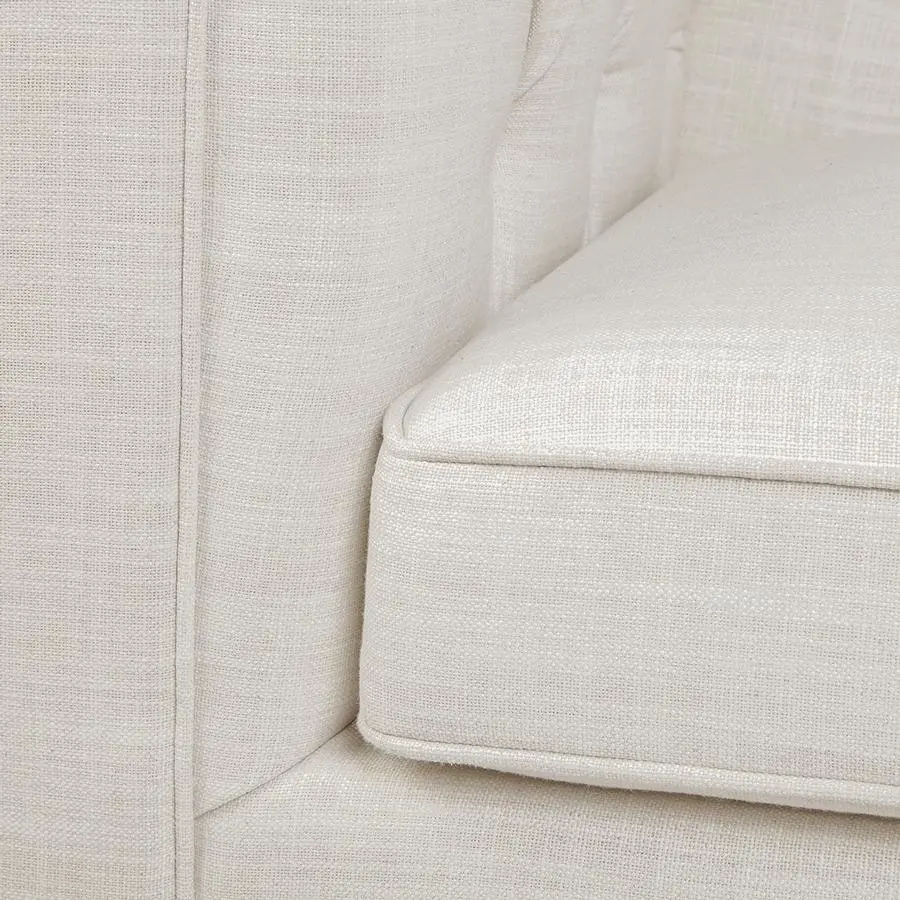 Tuxedo 3 Seater Tufted Sofa - Natural Linen