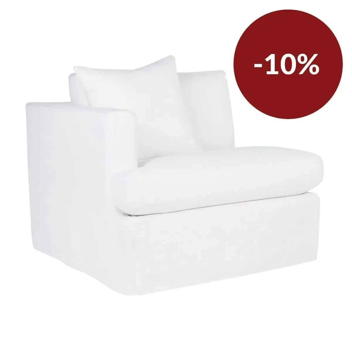 Birkshire Slip Cover Left Arm Facing Seat  - White Linen