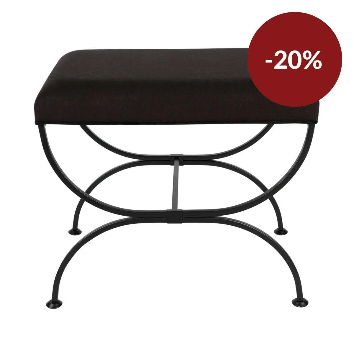 Novak Black Iron Stool - Black Linen