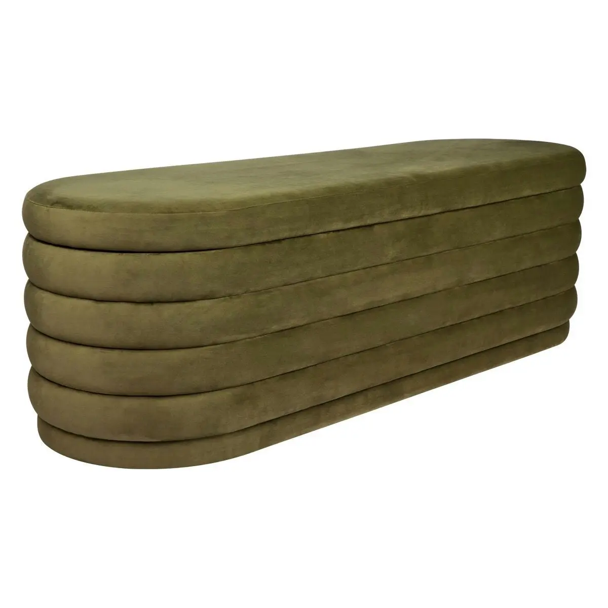 Demi Storage Bench Ottoman - Olive Velvet