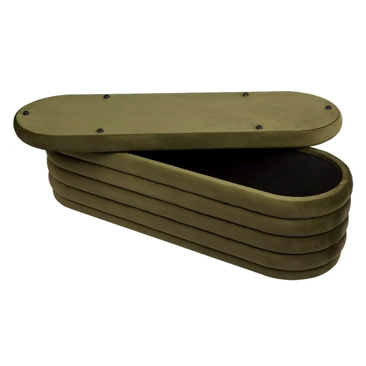 Demi Storage Bench Ottoman - Olive Velvet