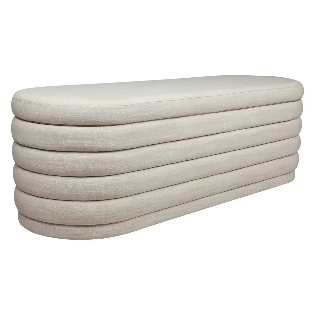 Demi Storage Bench Ottoman - Off White Linen