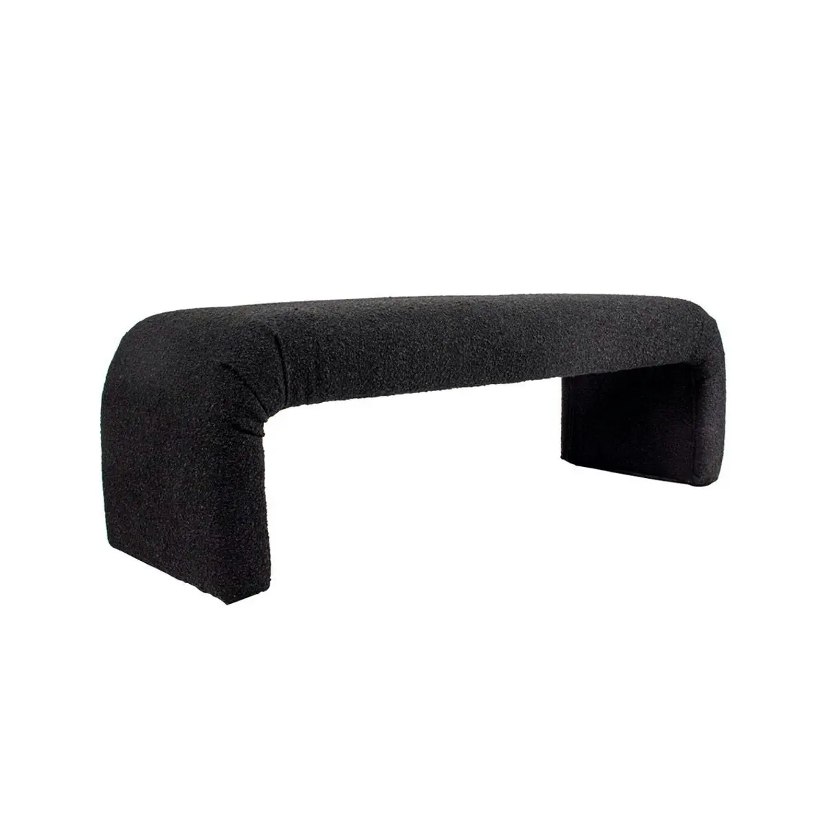 The Curve Bench Ottoman - Black Onyx Boucle