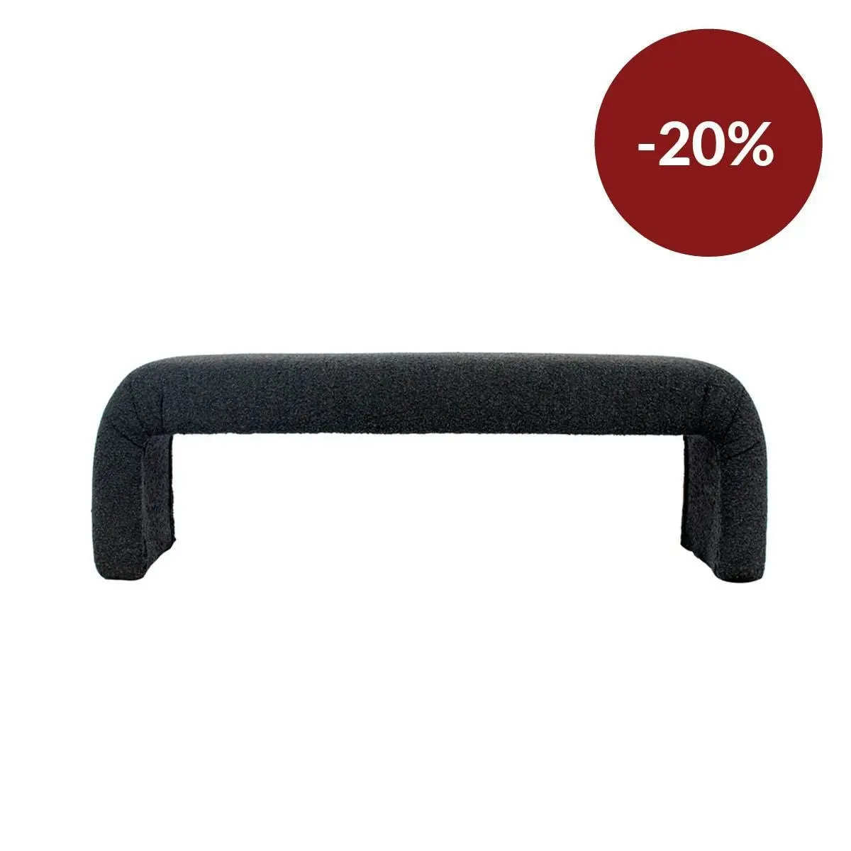 The Curve Bench Ottoman - Black Onyx Boucle