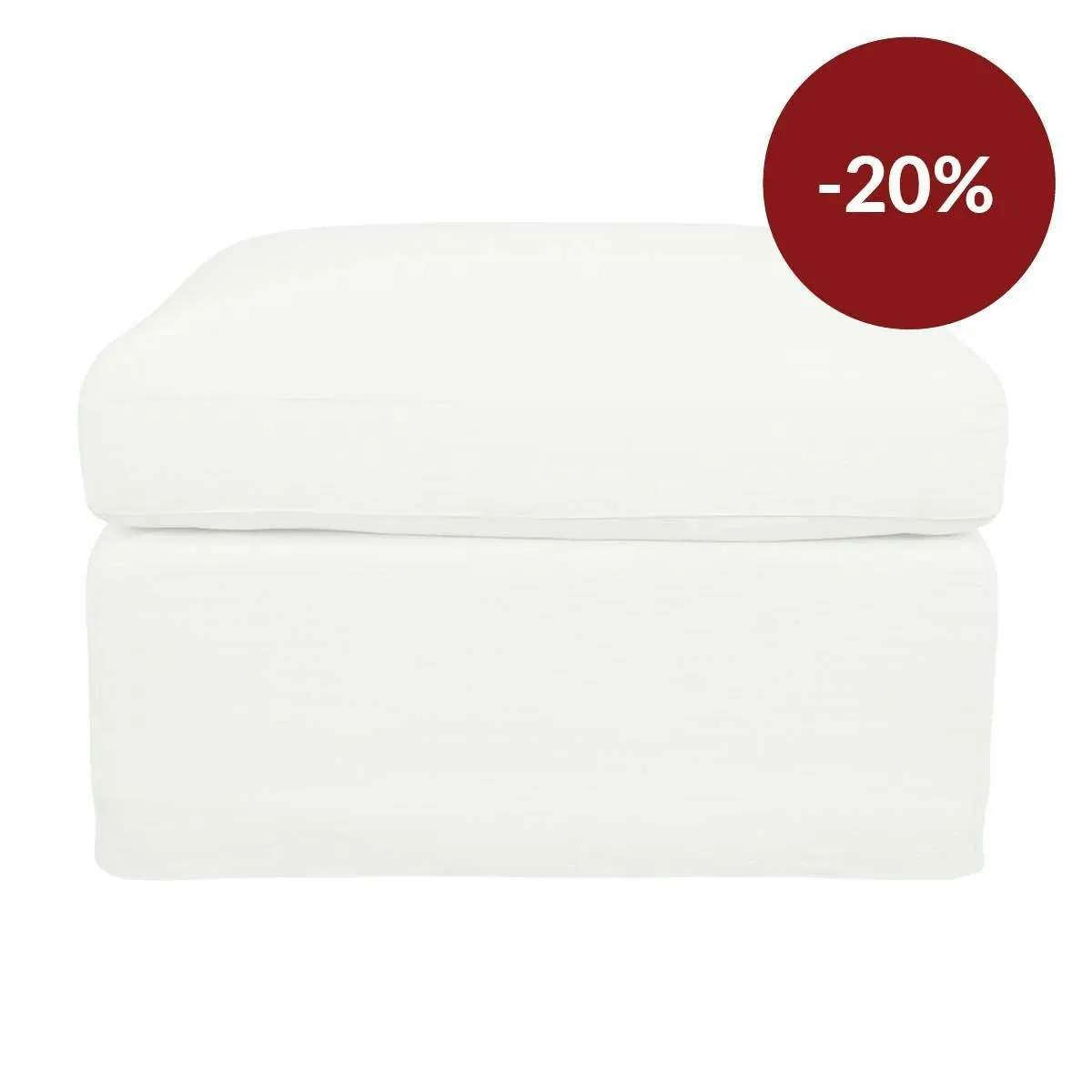 Birkshire Slip Cover Ottoman - White Linen