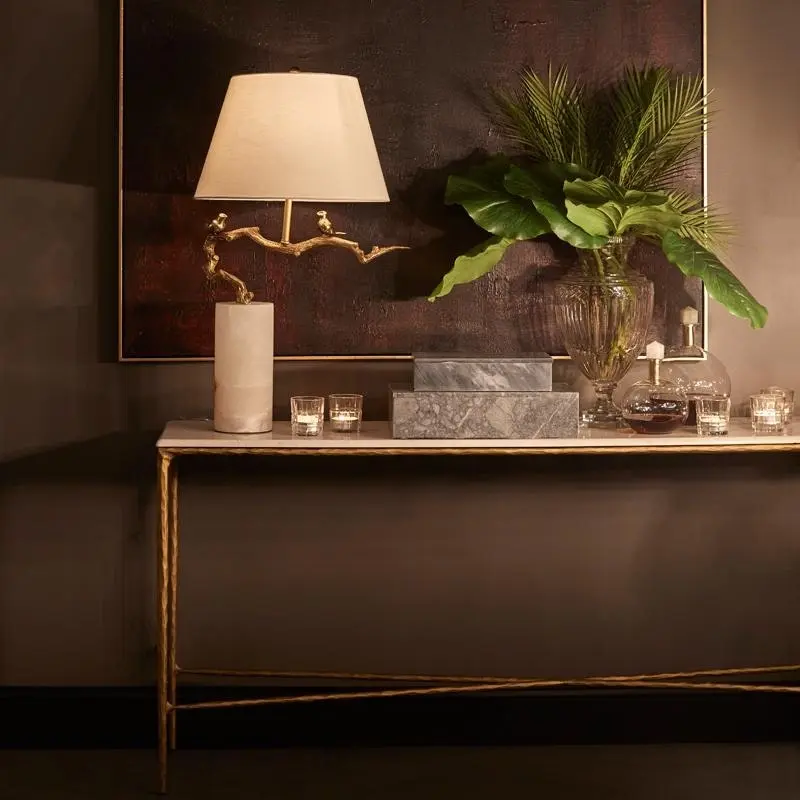 Heston Marble Console Table - Large Brass