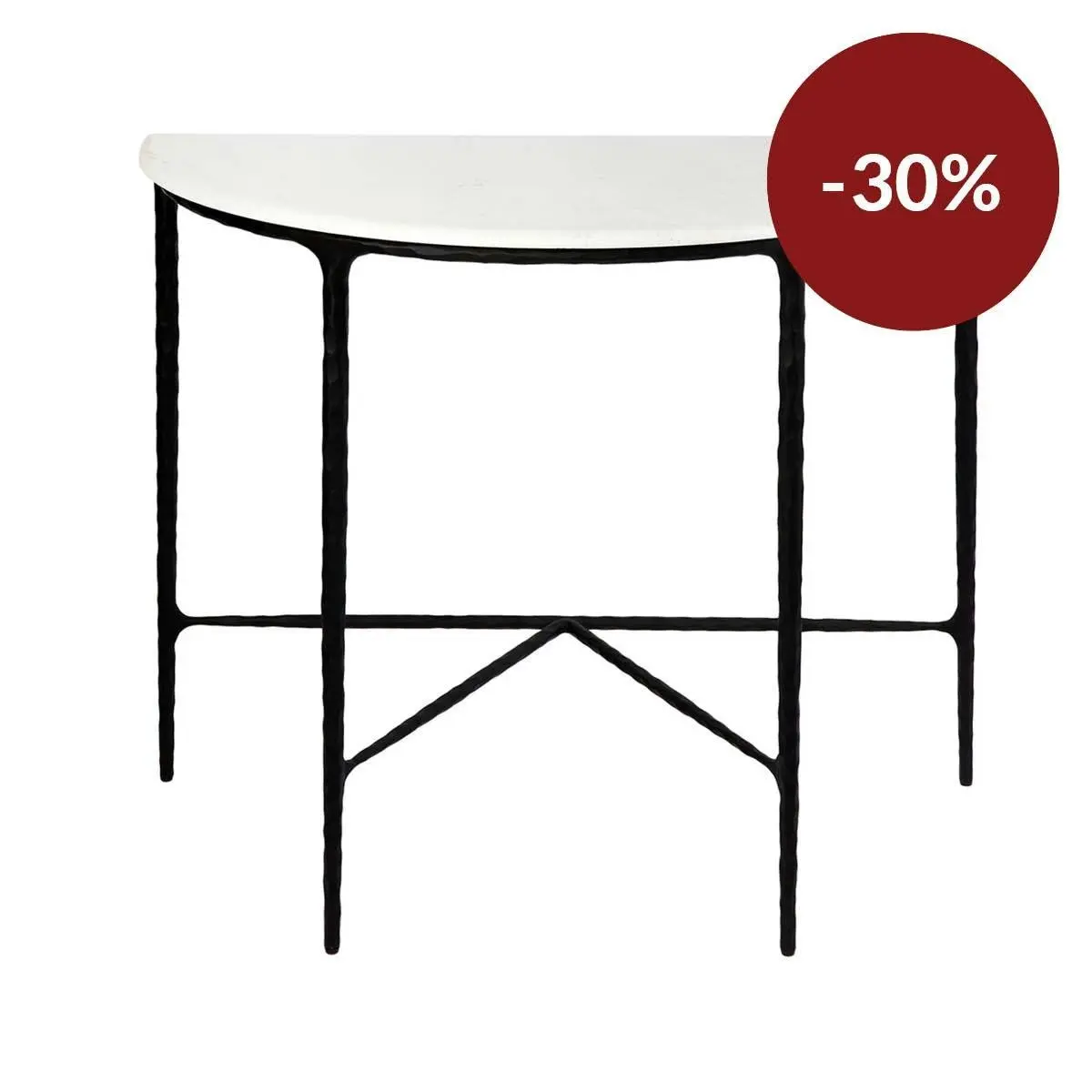 Heston Marble Demilune Table - Black