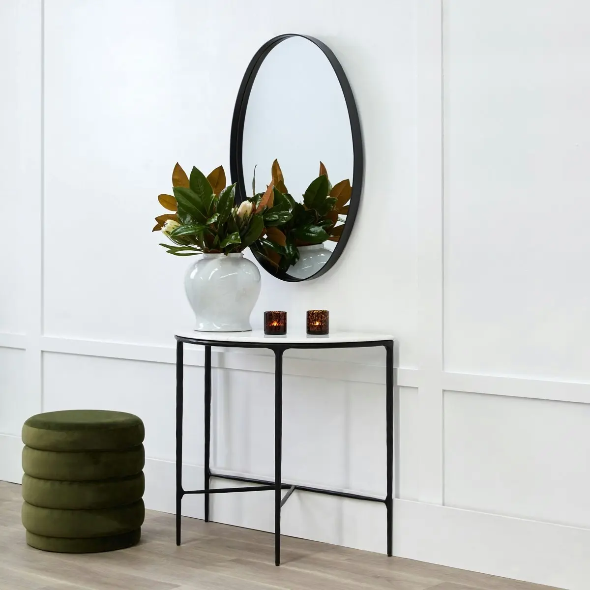 Heston Marble Demilune Table - Black