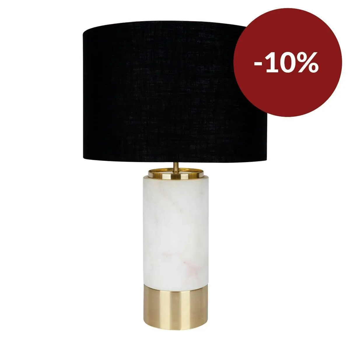 Paola Marble Table Lamp - White w Black Shade