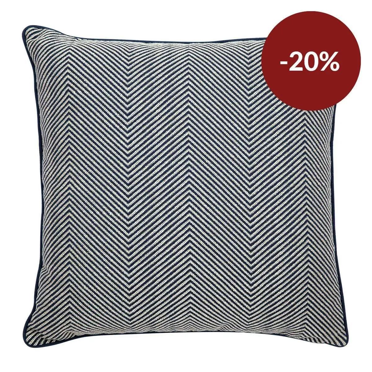 Candace Square Feather Cushion - Chevron Blue Linen