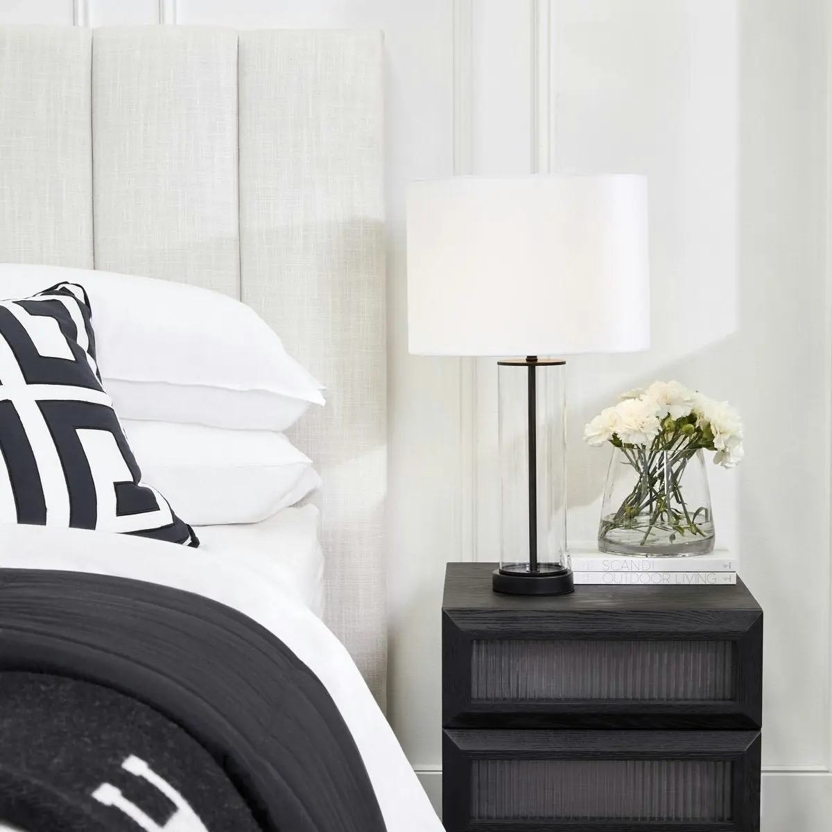 East Side Table Lamp - Black w White Shade