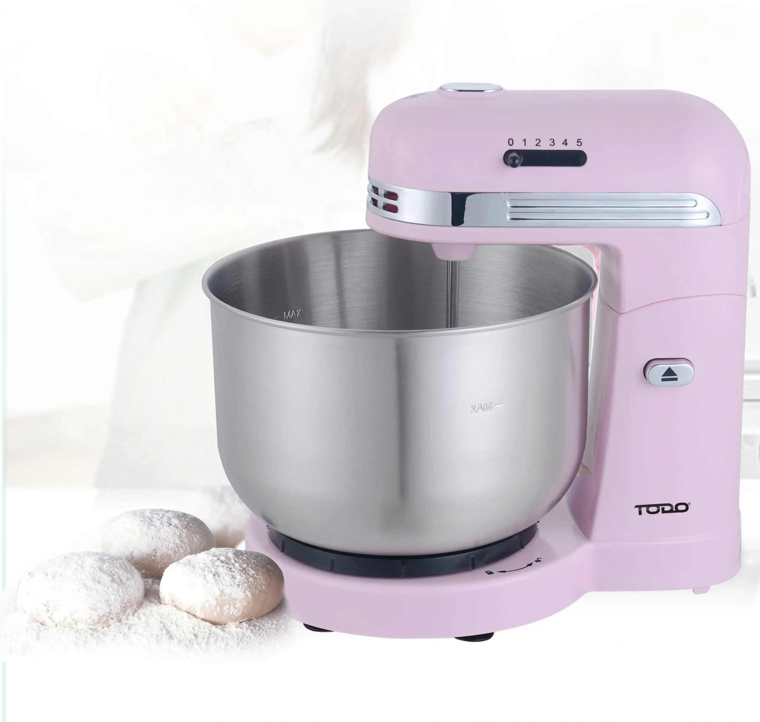 TODO 350W 5 Speed Electric Stand Mixer W/ 3.5L Stainless Steel Bowl Retro Pink T-Sm780