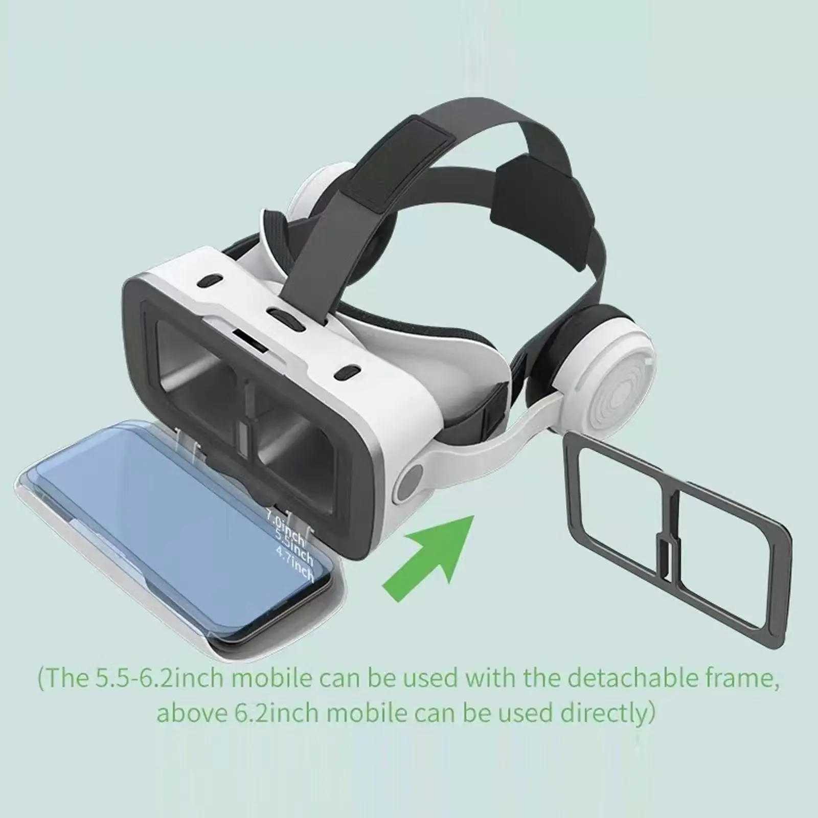 Todo 3D VR Box Glasses Virtual Reality Headset Headphone 3.5mm Jack 4.7"- 7.2" Phone Compatible