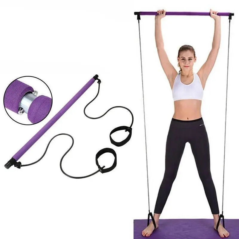 TODO Portable Pilates Bar Kit Yoga Pilates Stick Muscle Toning Bar Rope Resistant Band