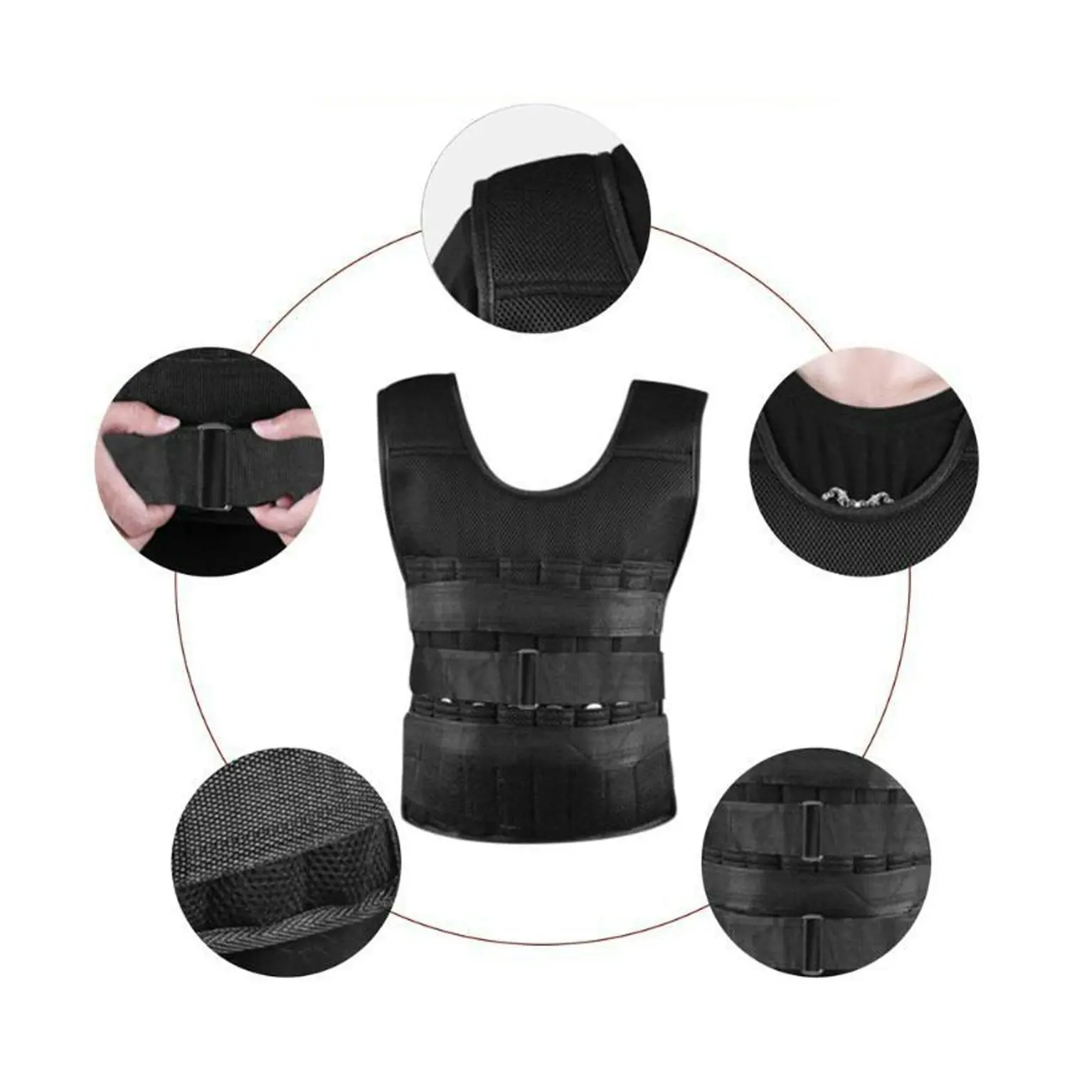 30kg Steel Plate Weight Vest Weighted Resistance Training Load Bearing Running Gym