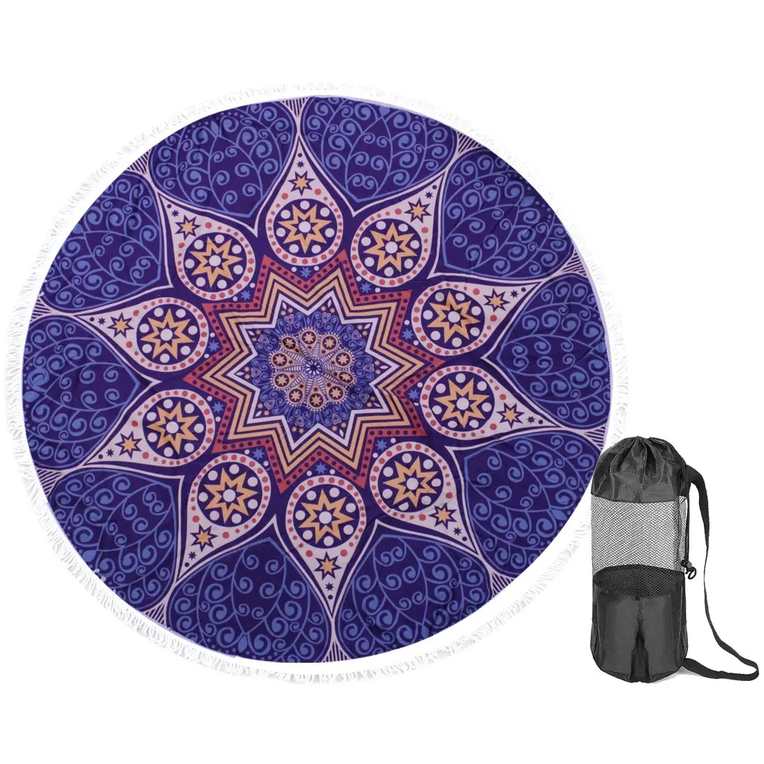 TODO Luxury Thick Microfiber Round Beach Towel Throw Rug TTowel Purple Star