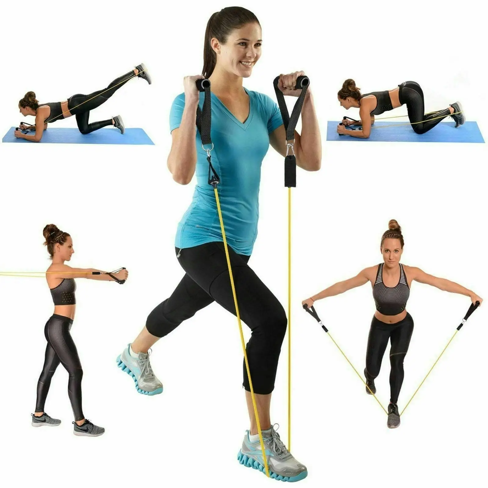 11 pc Resistance Band Set Muscle Training Belt Exercise Fitness Training Elastic