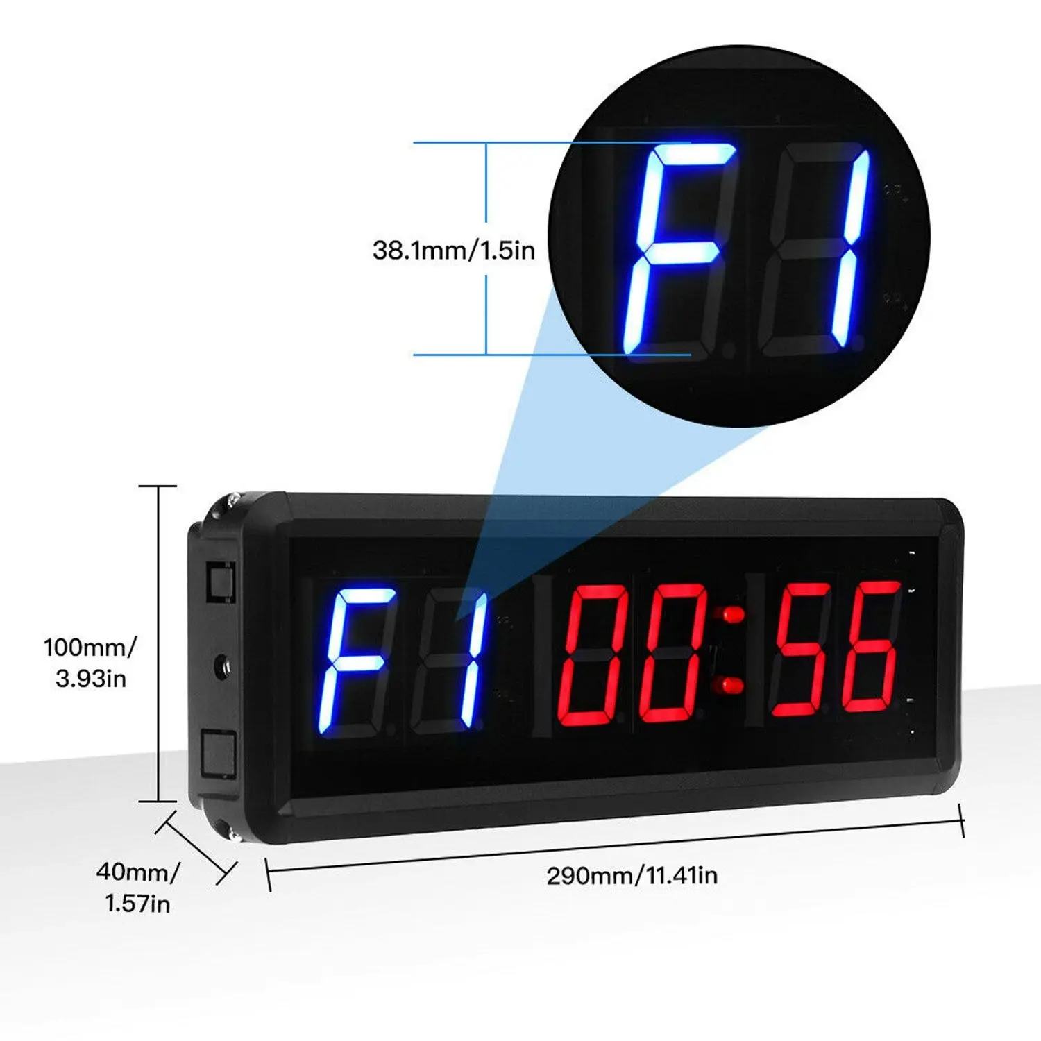 TODO 1.5" Digital Countdown Timer LED Interval Timer Clock Remote crossfit Gym MMA Fitness