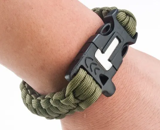 Flint Survival Bracelet Woven Paracord 3m Emergency Whistle Camping Hiking Hunting Tool