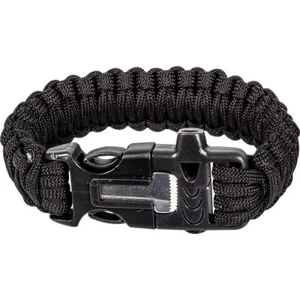 Flint Survival Bracelet Woven Paracord 3m Emergency Whistle Camping Hiking Hunting Tool