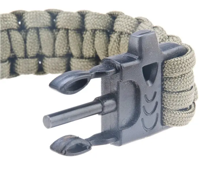 Flint Survival Bracelet Woven Paracord 3m Emergency Whistle Camping Hiking Hunting Tool