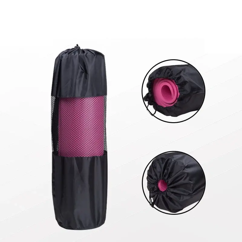 Yoga Mat Bag Carrier Fitness Sports Nylon Belt Carry Bag Draw String Black