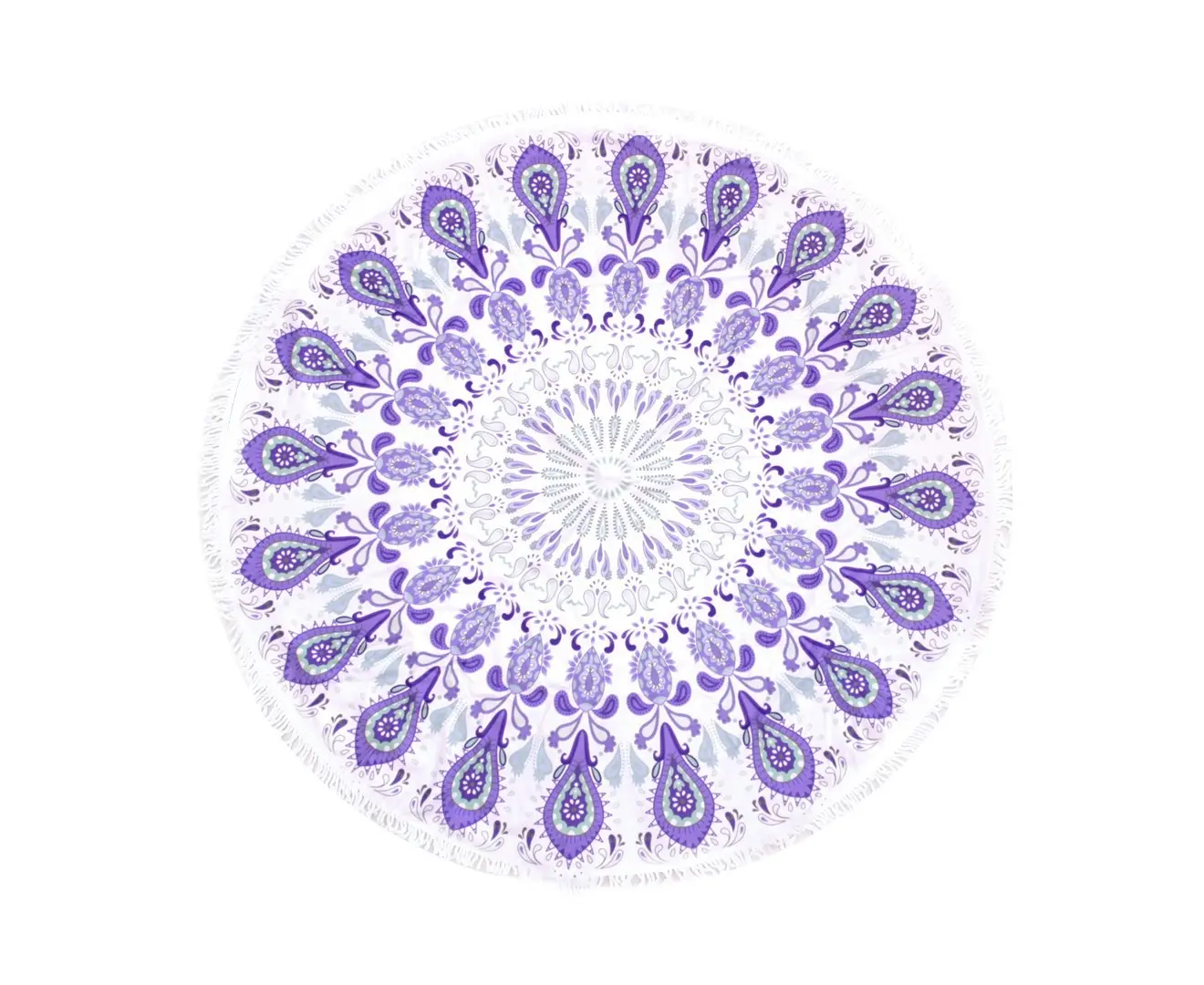 TODO Luxury Thick Microfiber Round Beach Towel Throw Rug Ttowel Purple Peacock