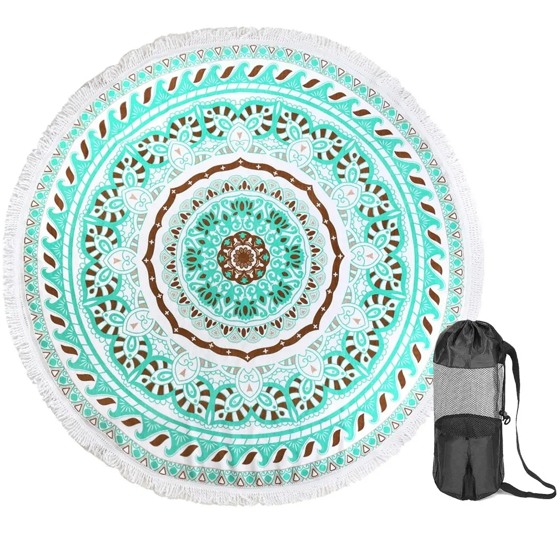 TODO Luxury Thick Microfiber Round Beach Towel Throw Rug Ttowel09 Blue