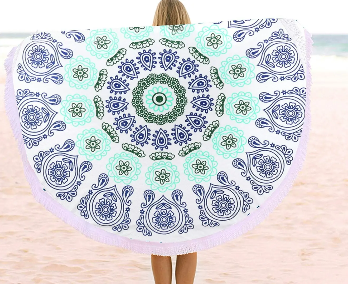 TODO Luxury Thick Microfiber Round Beach Towel Throw Rug Ttowel03