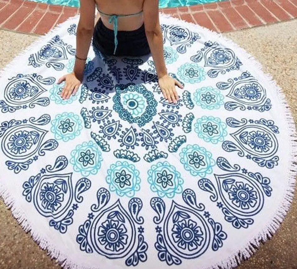 TODO Luxury Thick Microfiber Round Beach Towel Throw Rug Ttowel03