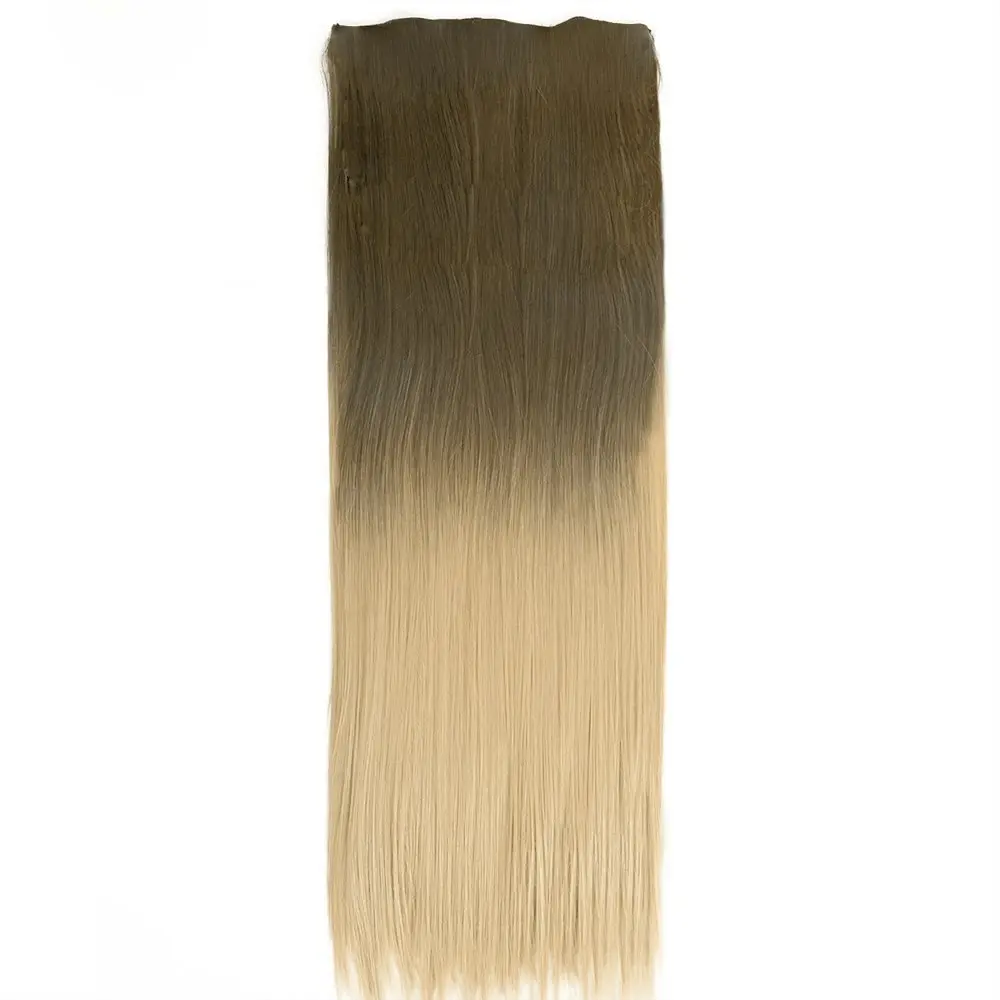 22" Two Tone Ombre Brown Blonde Synthetic Hair Straight 7Piece 16Clips 01