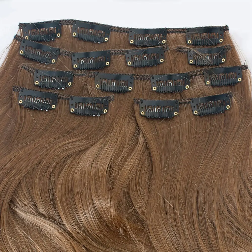 Two Tone Ombre High Grade Brown Blonde Curly Hair 7Piece 16Clips 24" Hair Extension 03