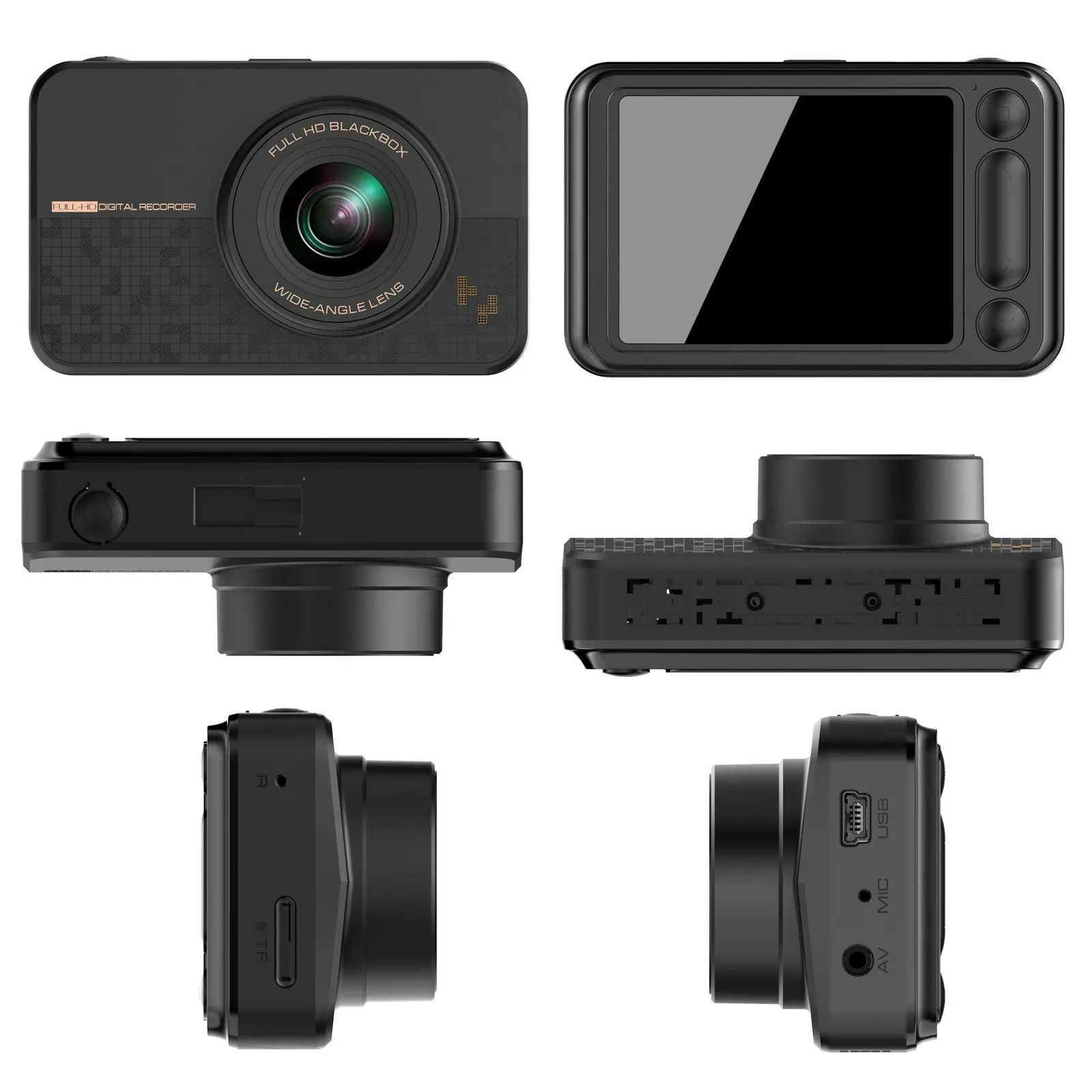 1080P FHD In Car DVR Crash Camera Recorder 2"LCD Front Rear Camera MicroSD Input 200mA Battery