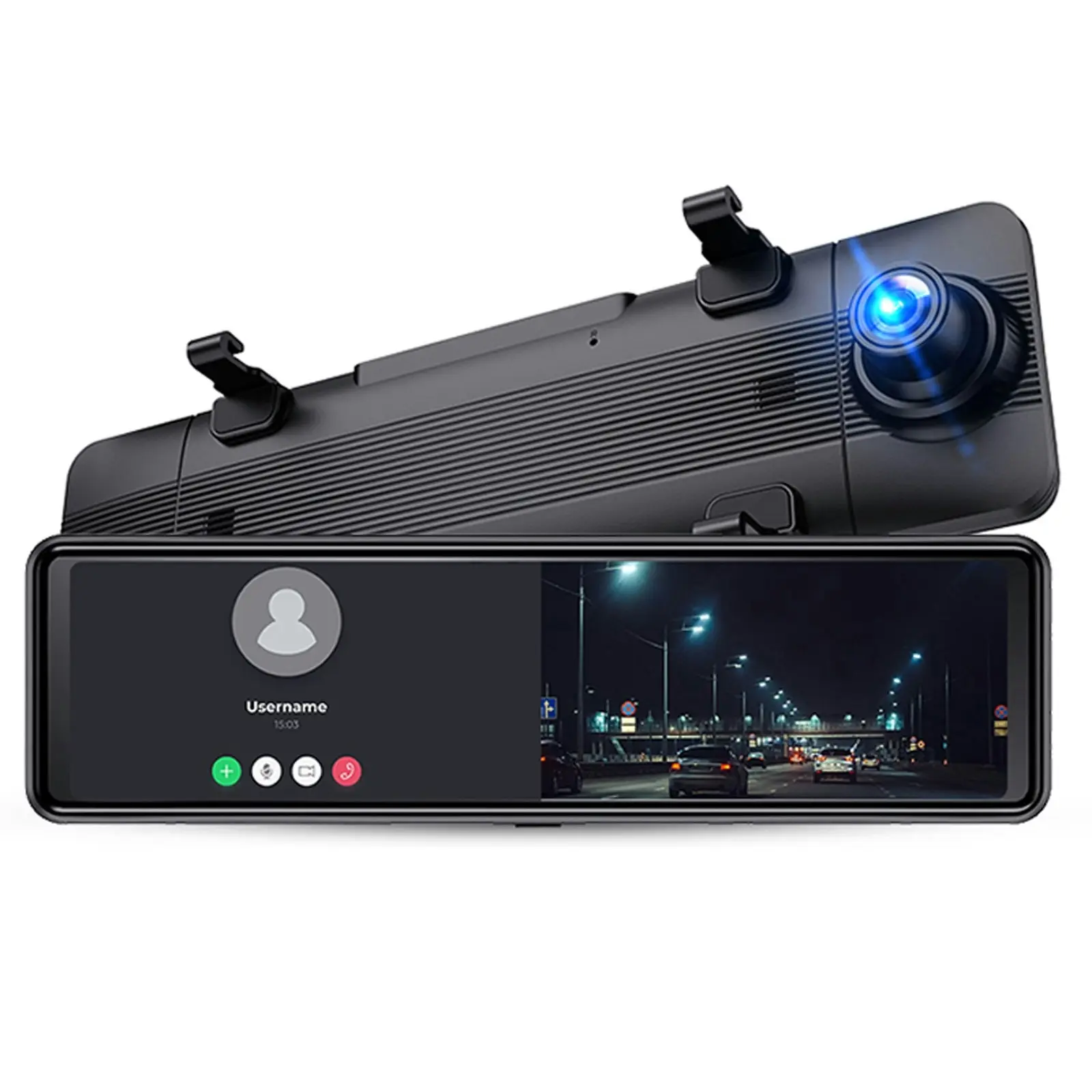 10.99" FHD Touch Screen Car DVR Crash Camera Recorder Bluetooth Sync WiFi GPS Rear Camera